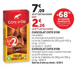 Hyper U Chocolat cote d'or offre