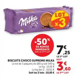 Hyper U Biscuits choco supreme milka offre
