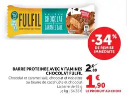 Hyper U Barre proteinee avec vitamines chocolat fulfil offre