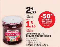 Hyper U Confiture extra 4 fruits rouges beyer offre