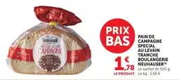 Hyper U Pain de campagne special au levain tranche boulangerie neuhauser offre