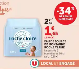 Hyper U Eau de source de montagne roche claire offre