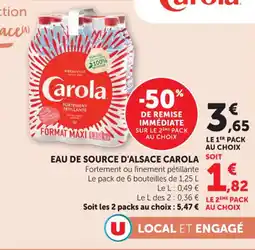 Hyper U Eau de source d'alsace carola offre