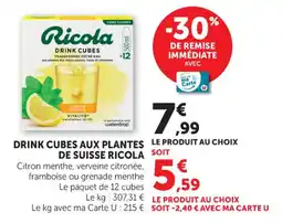 Hyper U Drink cubes aux plantes de suisse ricola offre