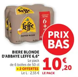 Hyper U Biere blonde d'abbaye leffe 6,6° offre