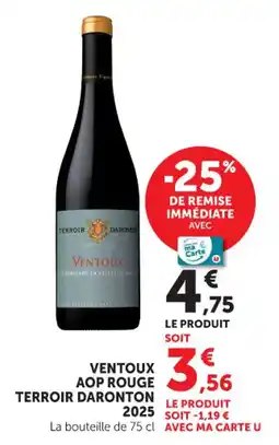 Hyper U Ventoux aop rouge terroir daronton 2025 offre