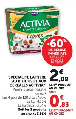 Hyper U Specialite laitiere au bifidus et aux cereales activia offre
