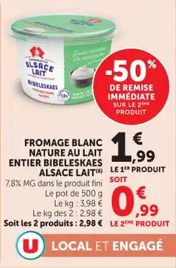 Hyper U Fromage blanc nature au lait entier bibeleskaes alsace lait offre