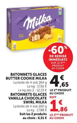 Hyper U Batonnets glaces butter cookie milka offre