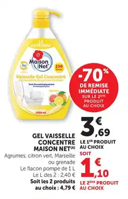 Hyper U Gel vaisselle concentre maison net offre
