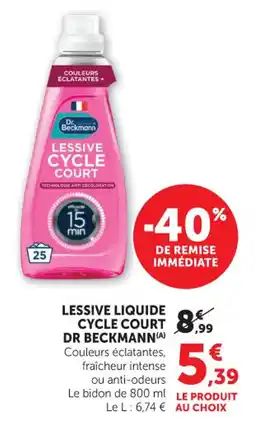 Hyper U Lessive liquide cycle court dr beckmann offre