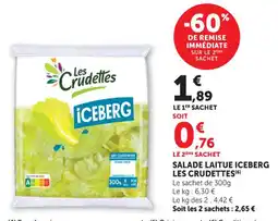 Hyper U Salade laitue iceberg les crudettes offre