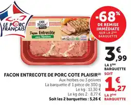 Hyper U Facon entrecote de porc cote plaisir offre