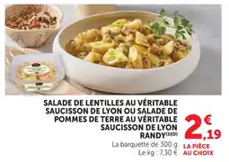Hyper U Salade de lentilles au véritable saucisson de lyon ou salade de pommes de terre au véritable saucisson de lyon randy offre