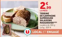 Hyper U Terrine de campagne supérieure salaisons massardier offre