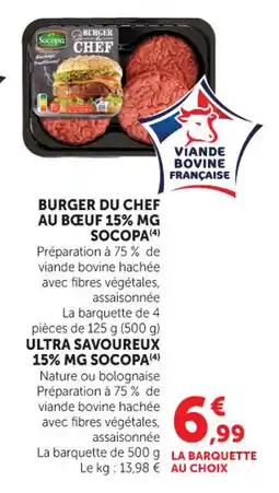 Hyper U Burger du chef au bœuf 15% mg socopa offre