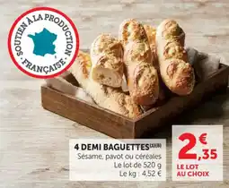 Hyper U 4 demi baguettes offre