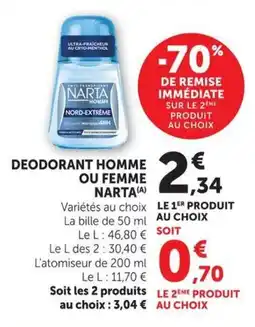U Express Deodorant homme ou femme narta offre