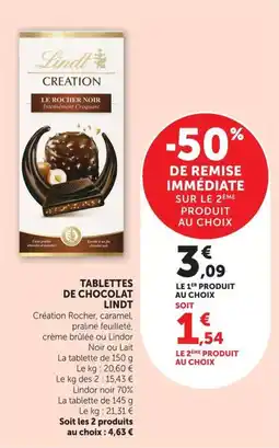 U Express Tablettes de chocolat lindt offre