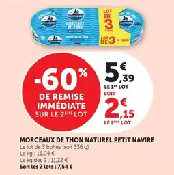 U Express Morceaux de thon naturel petit navire offre