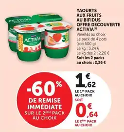 U Express Yaourts aux fruits au bifidus offre decouverte activia offre