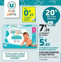 U Express Couches essentiel u tout petits offre