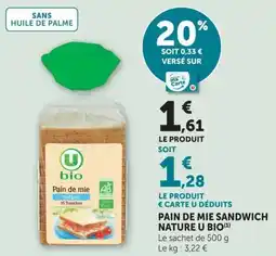 U Express Pain de mie sandwich nature u bio offre