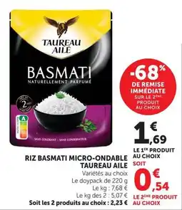 U Express Riz basmati micro-ondable taureau aile offre