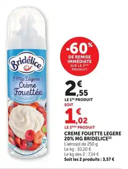 U Express Creme fouette legere 20% mg bridelice offre
