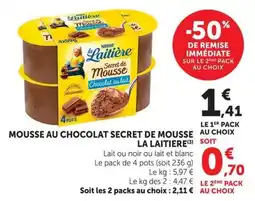 U Express Mousse au chocolat secret de mousse la laitiere offre