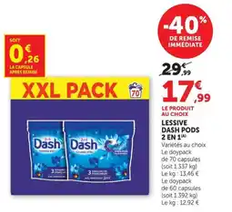 U Express Lessive dash pods 2 en 1 offre