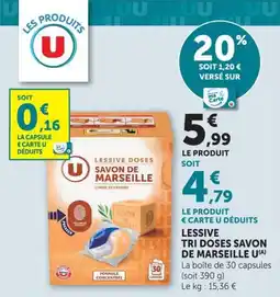 U Express Lessive tri doses savon de marseille u offre