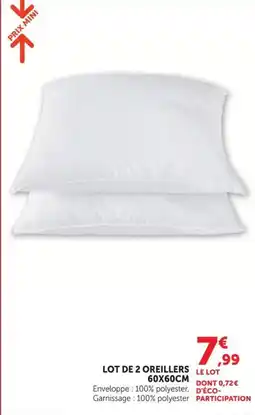 U Express Lot de 2 oreillers offre