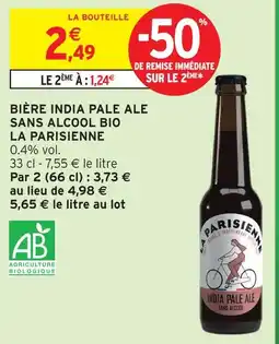 Intermarché Express La parisienne bière india pale ale sans alcool bio offre
