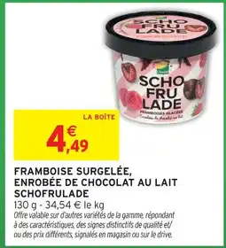 Intermarché Express Oswald framboise surgelée, enrobée de chocolat au lait schofrulade offre