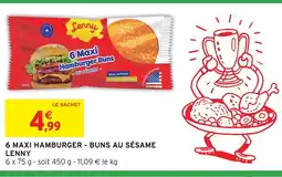 Intermarché Express Lenny 6 maxi hamburger buns au sésame offre