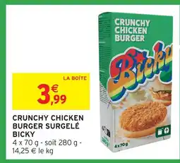 Intermarché Express Bicky crunchy chicken burger surgelé offre