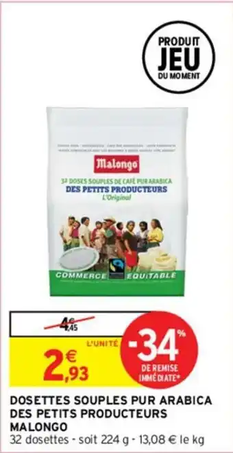 Dosettes souples pur arabica des petits producteurs malongo
