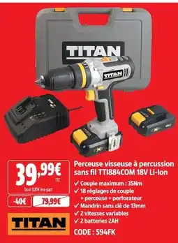 Screwfix Perceuse visseuse à percussion sans fil TT1884COM 18V Li-Ion offre