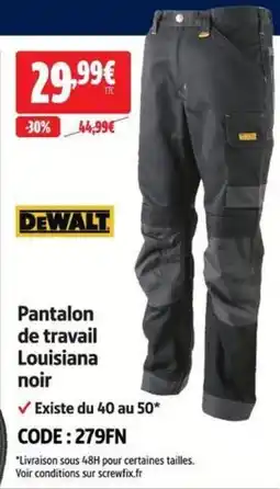 Screwfix Dewalt Pantalon de travail Louisiana noir offre