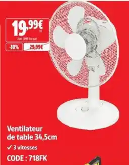 Screwfix Ventilateur de table offre