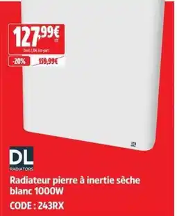 Screwfix Radiateur pierre à inertie sèche blanc 1000W offre