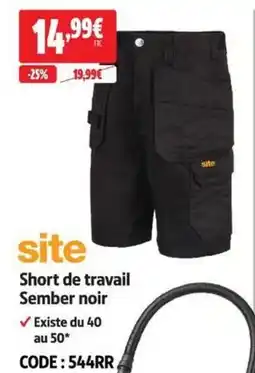 Screwfix Site Short de travail Sember noir offre