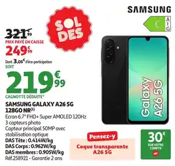Auchan Samsung galaxy a26 5g 128go nr offre