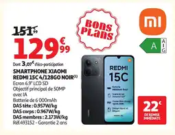 Auchan Xiaomi Redmi Smartphone 15c 4/128go noir offre