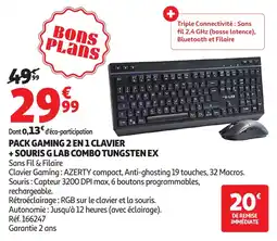 Auchan Pack gaming 2 en 1 clavier + souris g lab combo tungsten ex offre
