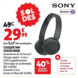 Auchan Sony Casque wh ch520 noir offre