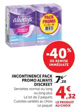 Bi1 Always Discreet Incontinence pack promo offre