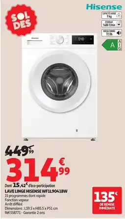 Auchan Hisense Lave linge wf1l9041bw offre