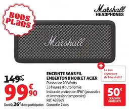 Auchan Enceinte sans fil emberton ii noir et acier offre